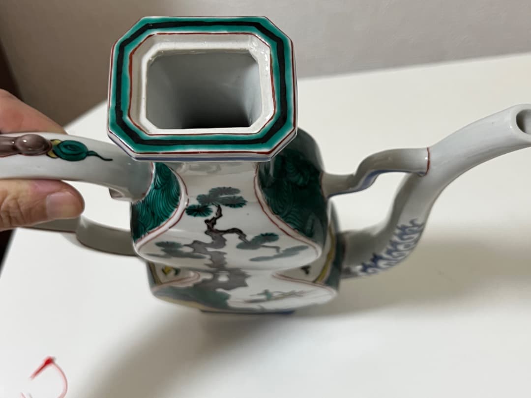 中国美術　唐人　山水　九谷焼　角福　冥 水差