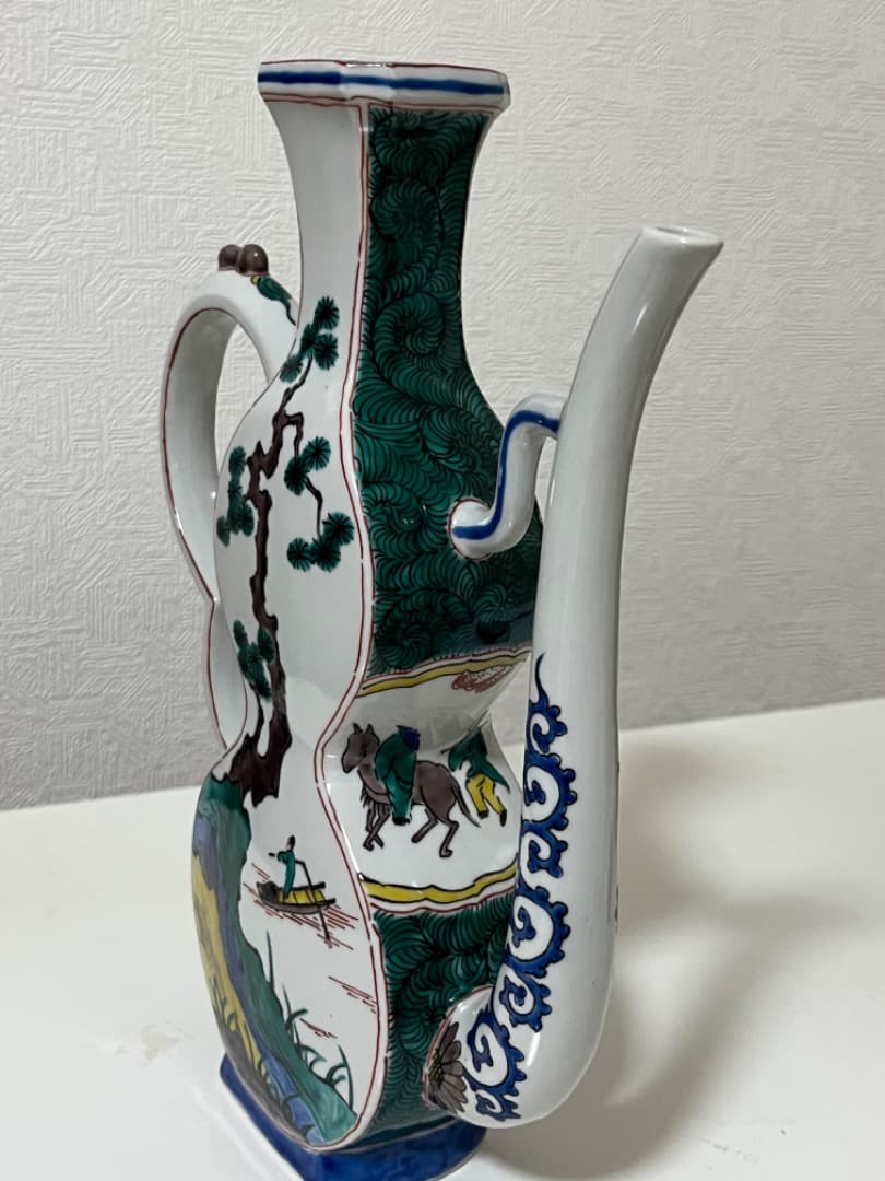 中国美術　唐人　山水　九谷焼　角福　冥 水差