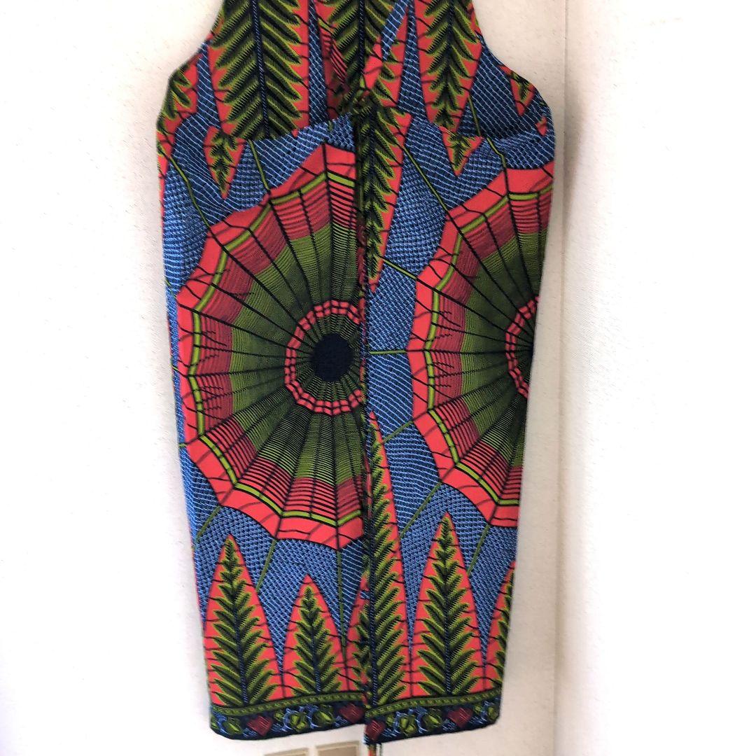 アフリカ布エプロン蜘蛛の巣柄　シュシュ付
