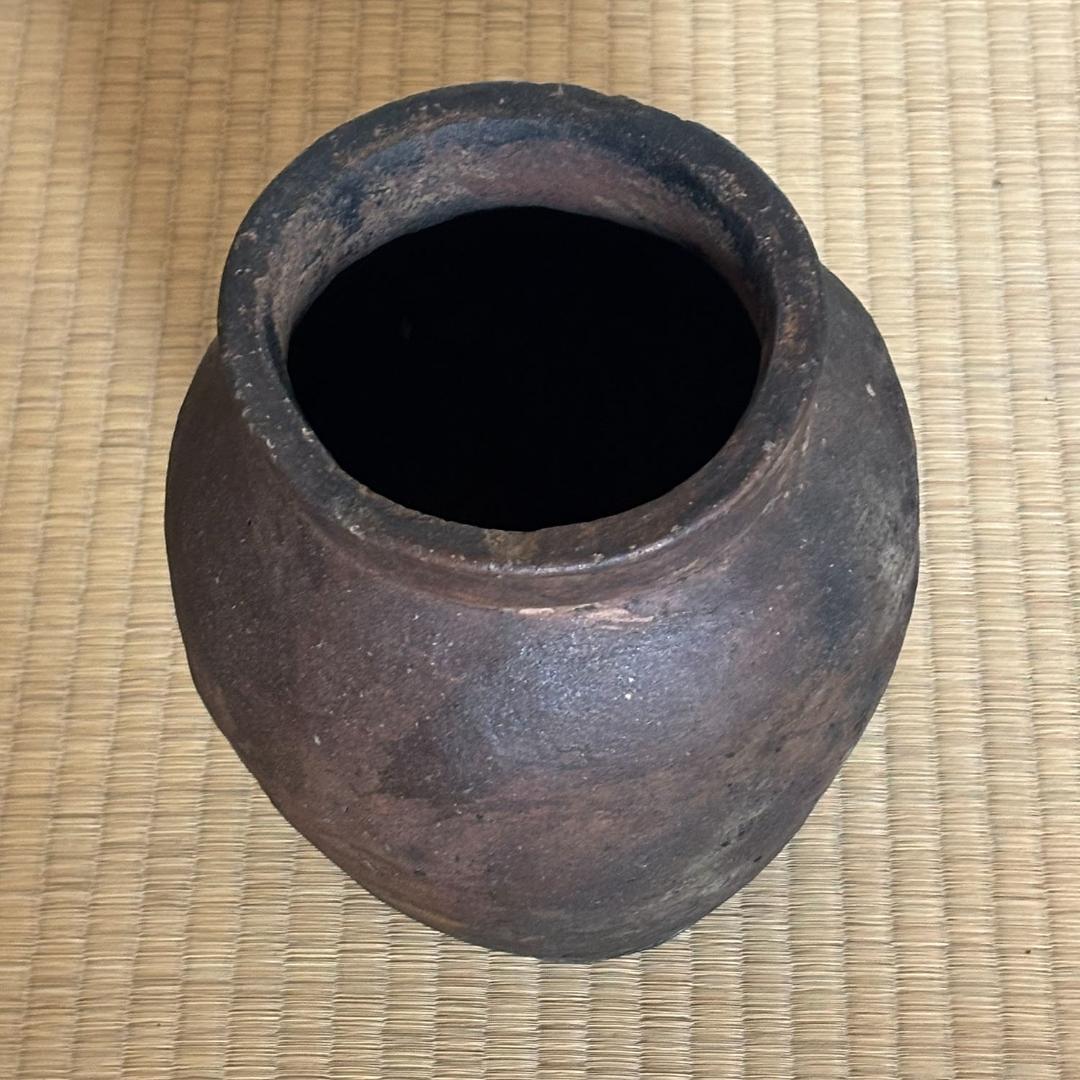 古越前写し 焼締壺 江戸後期～明治期 高さ23.5cm 古陶 床飾り