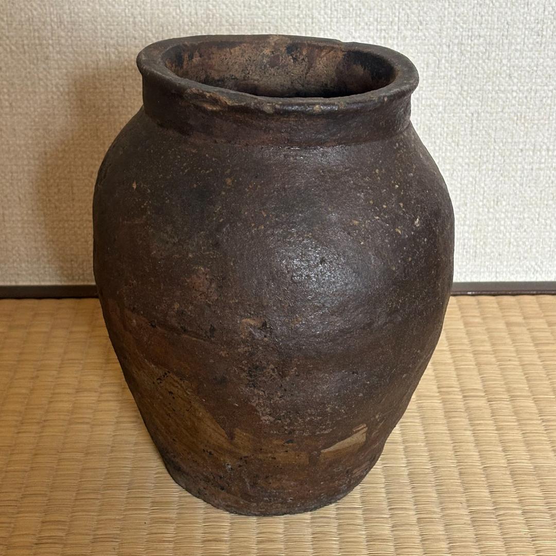 古越前写し 焼締壺 江戸後期～明治期 高さ23.5cm 古陶 床飾り