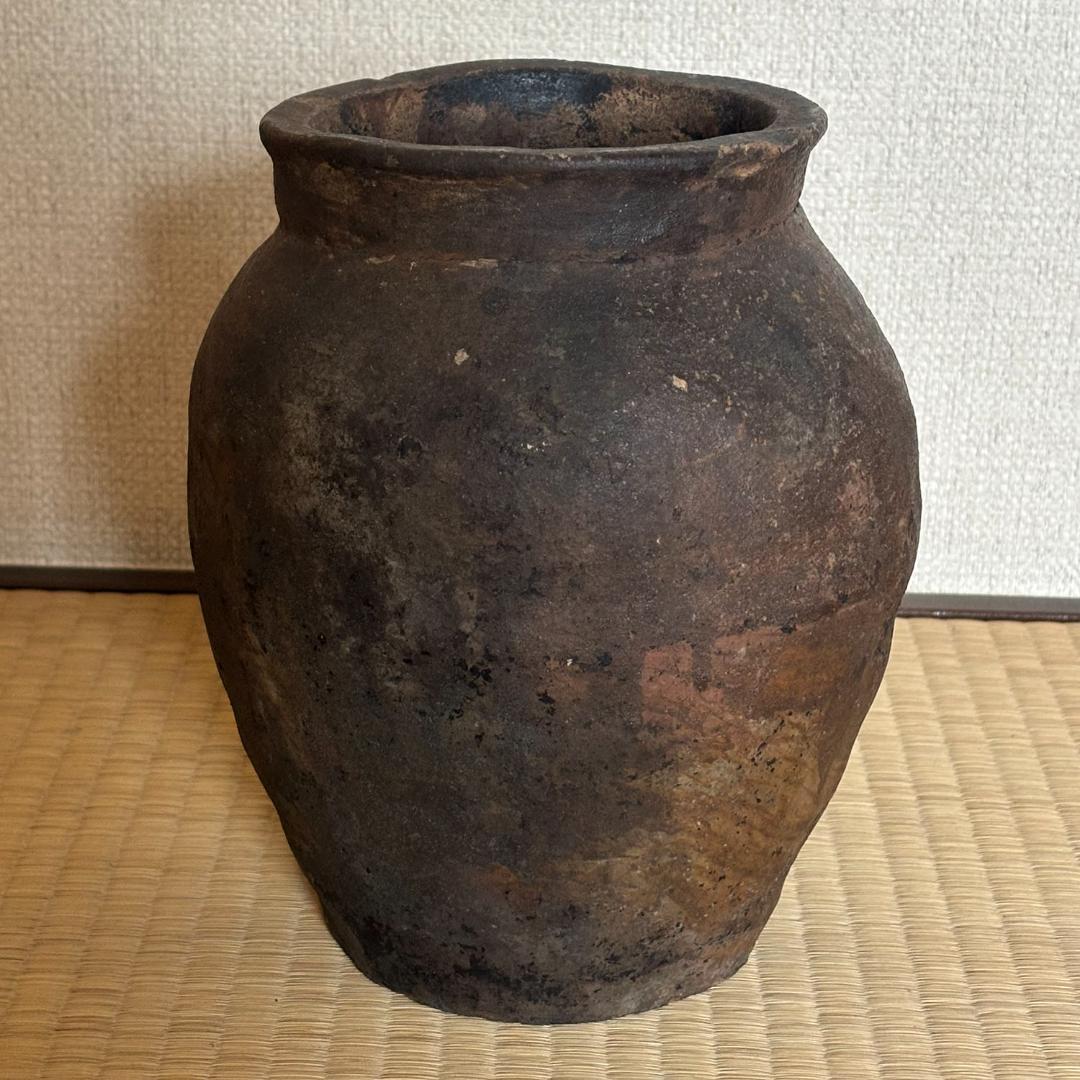 古越前写し 焼締壺 江戸後期～明治期 高さ23.5cm 古陶 床飾り