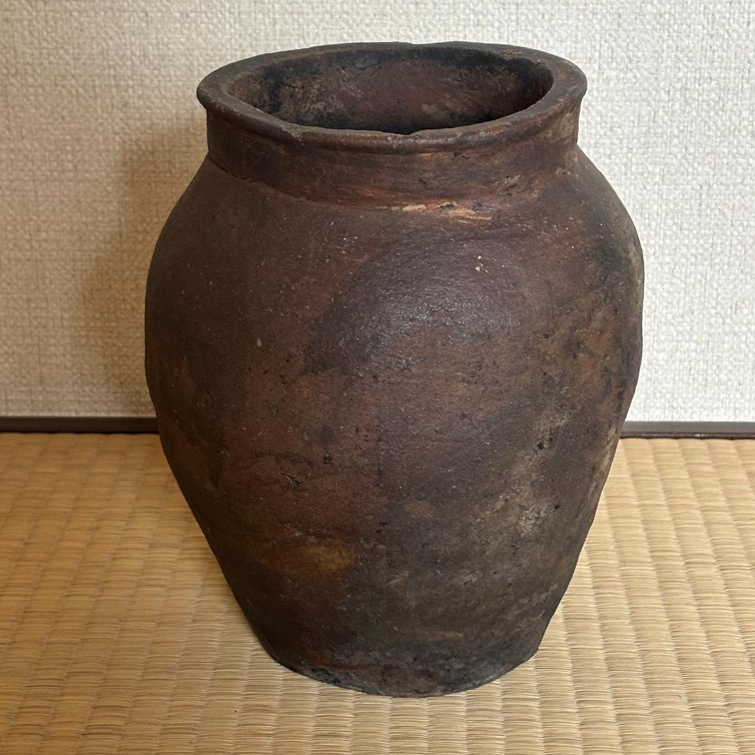 古越前写し 焼締壺 江戸後期～明治期 高さ23.5cm 古陶 床飾り