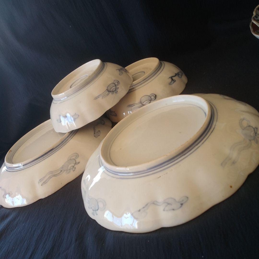 「テーブルウェアを古伊万里で！①」中皿(21.5cm)と膾皿 4客セット 骨董ア