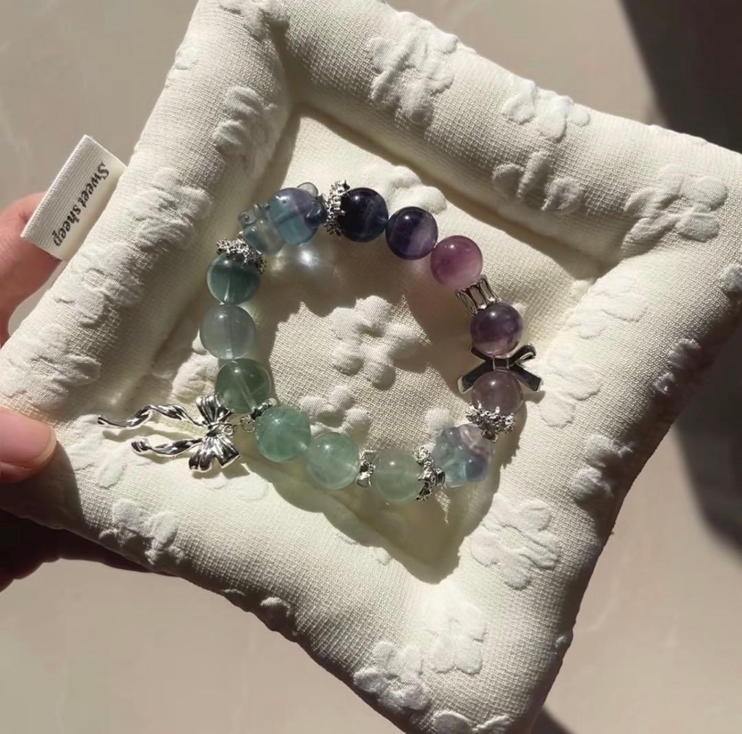 レインボー・フローライト くま 彫刻 ブレスレット 天然石 パワーストーン