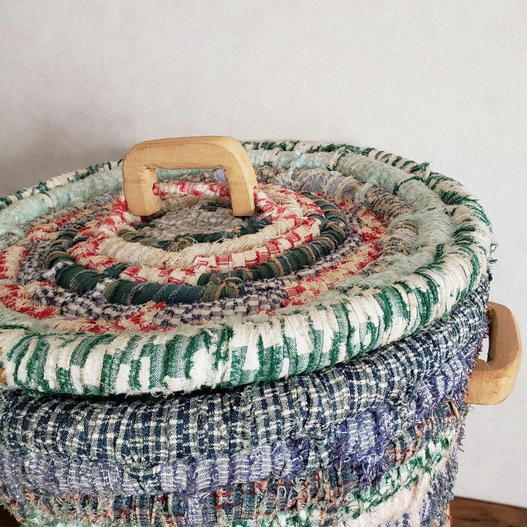 USA製/レトロ/裂き編み/アメリカン/カントリー/バスケット/雑貨/古道具