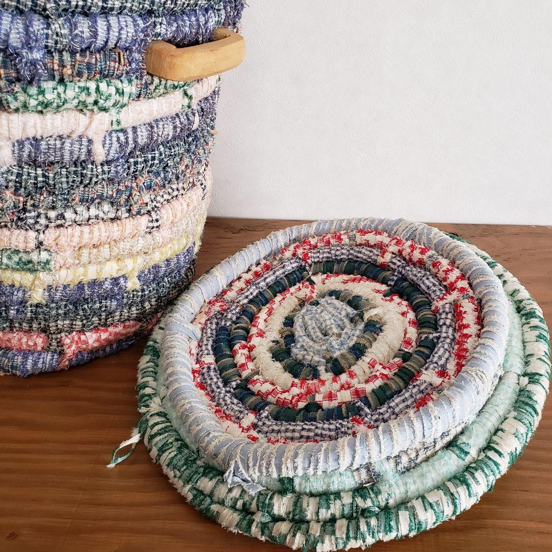 USA製/レトロ/裂き編み/アメリカン/カントリー/バスケット/雑貨/古道具