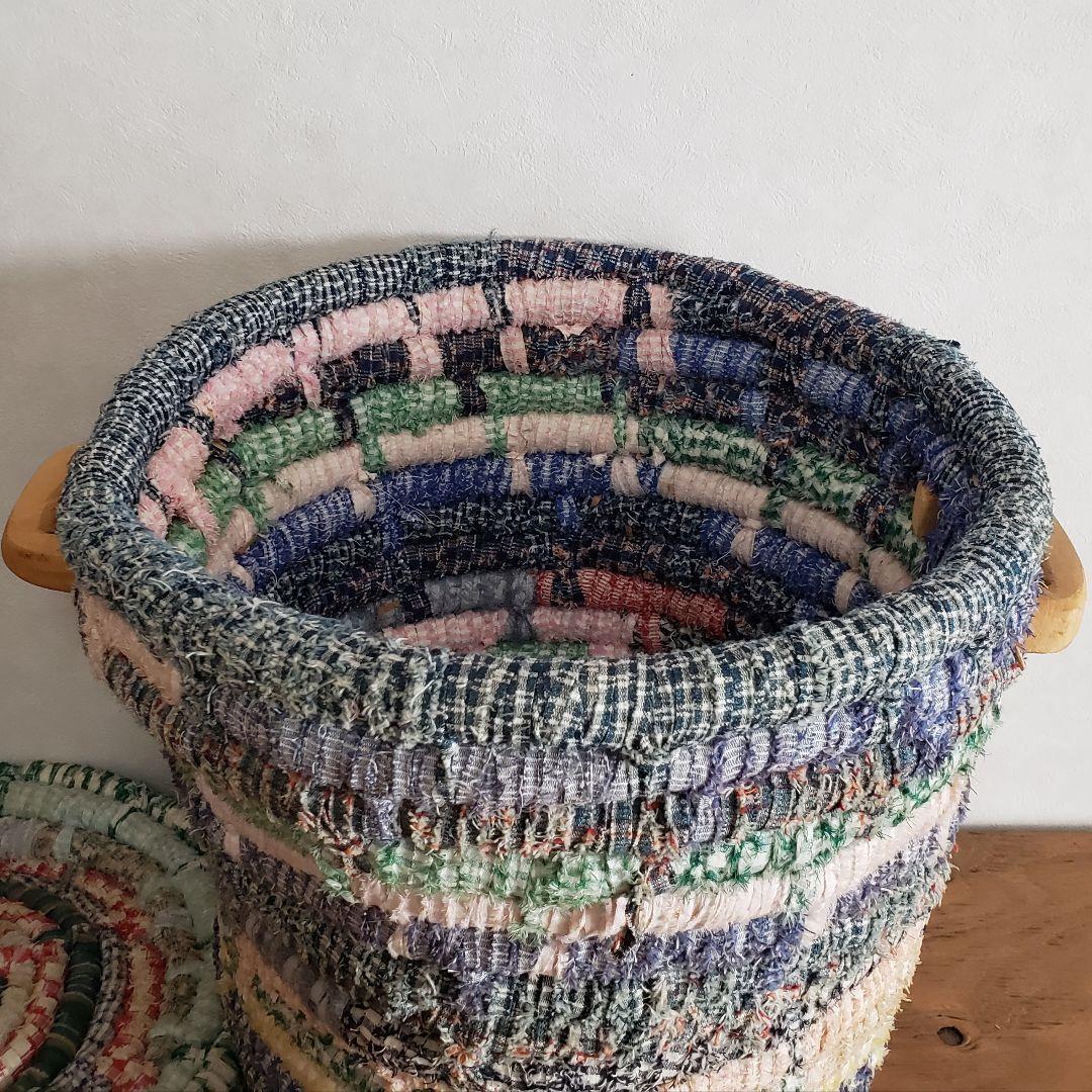 USA製/レトロ/裂き編み/アメリカン/カントリー/バスケット/雑貨/古道具