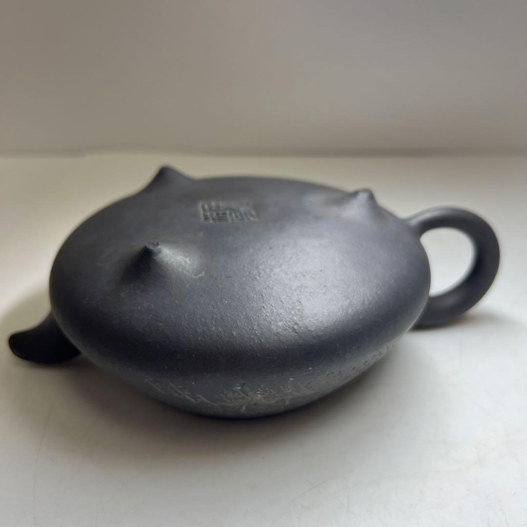 在銘　中国美術　紫泥急須　幅約18㎝　東Y8-0303☆2F