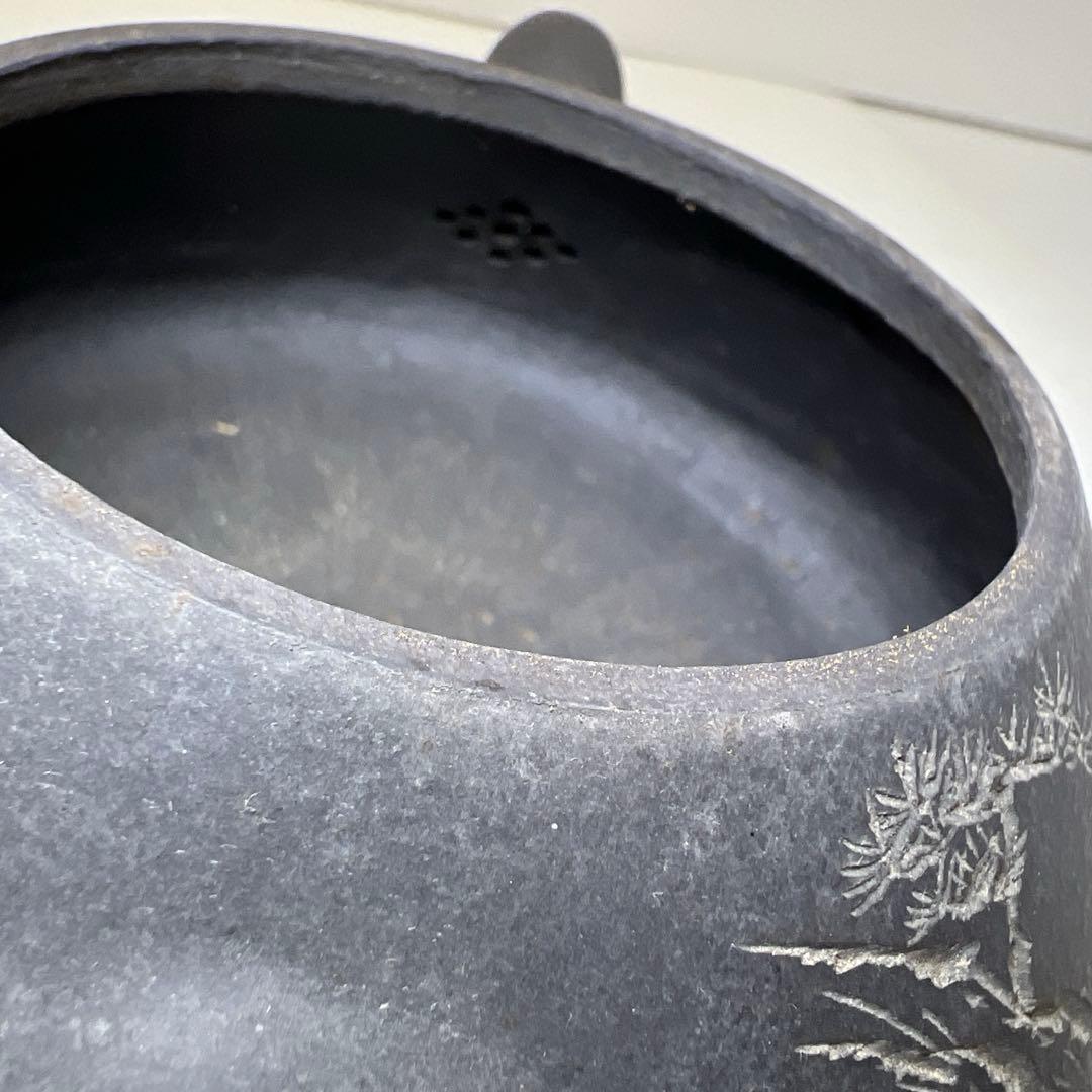 在銘　中国美術　紫泥急須　幅約18㎝　東Y8-0303☆2F