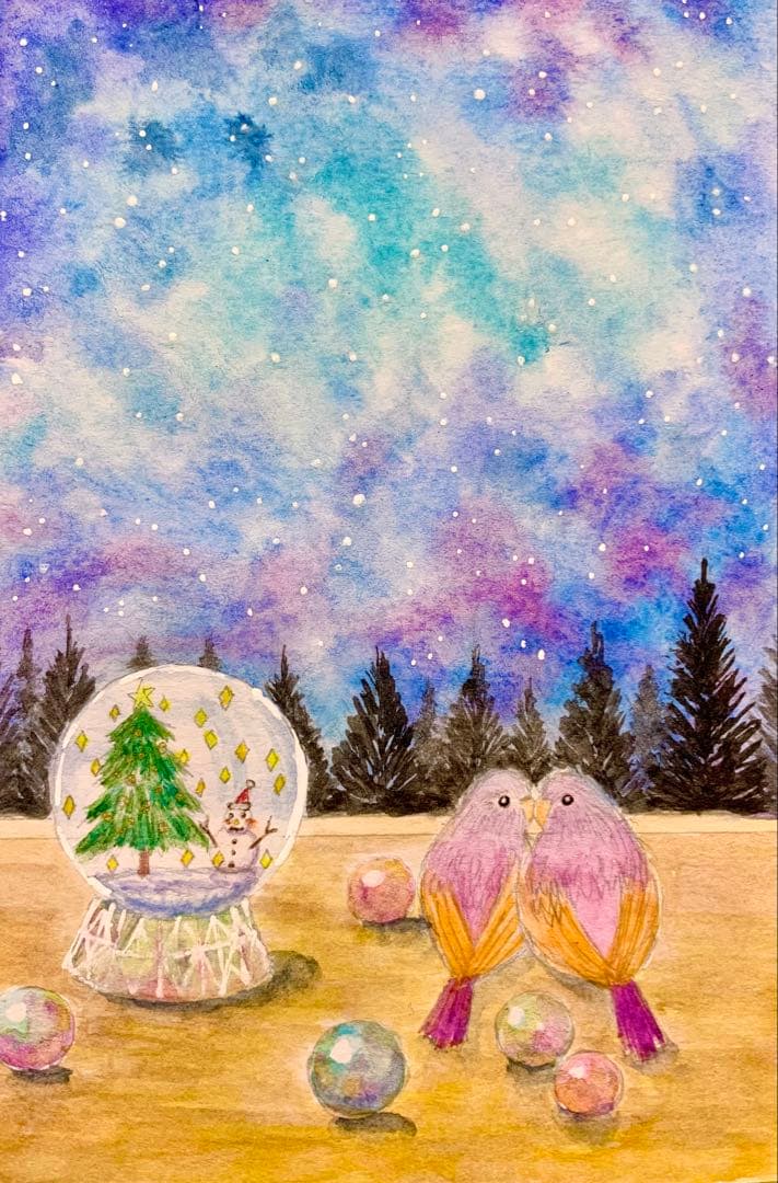 ♡たまみな♡水彩画 原画8枚＋複製品11枚鳥と花のセット
