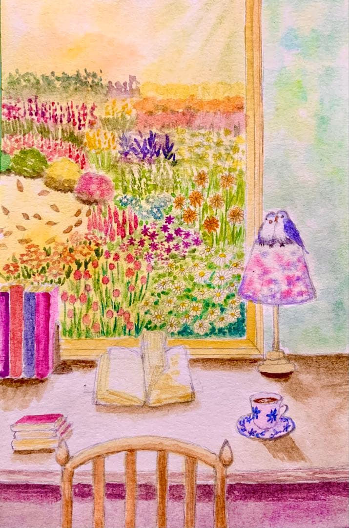 ♡たまみな♡水彩画 原画8枚＋複製品11枚鳥と花のセット