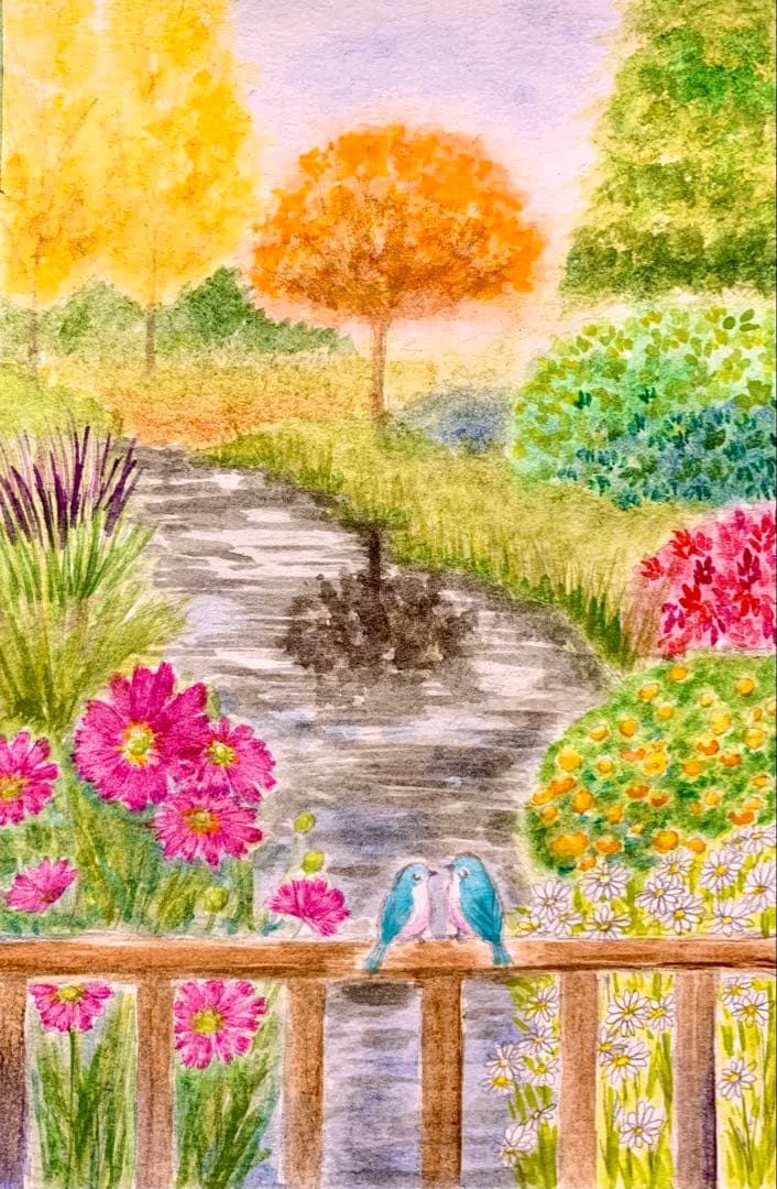 ♡たまみな♡水彩画 原画8枚＋複製品11枚鳥と花のセット