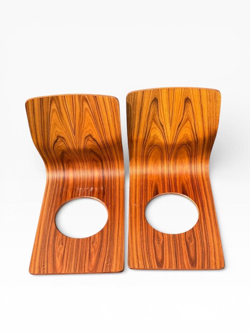 天童木工 座椅子 2脚セット 藤森健次 曲げ木 ケヤキ板目 和モダン