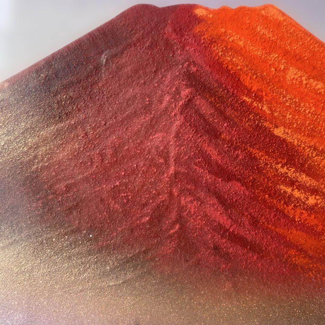 美品 徳田春邦「赤富士」油彩画 油絵 直筆サイン入り 富士山 縁起物 開運