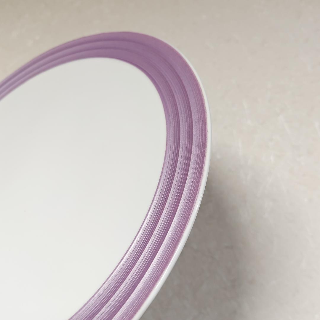 再値下げ【新品・未使用】雲母紫　渕線彫プレート　盛皿