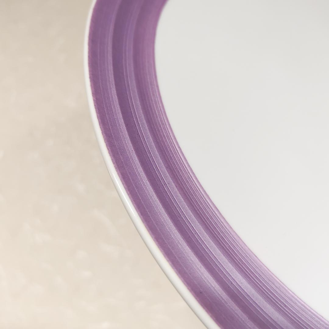 再値下げ【新品・未使用】雲母紫　渕線彫プレート　盛皿