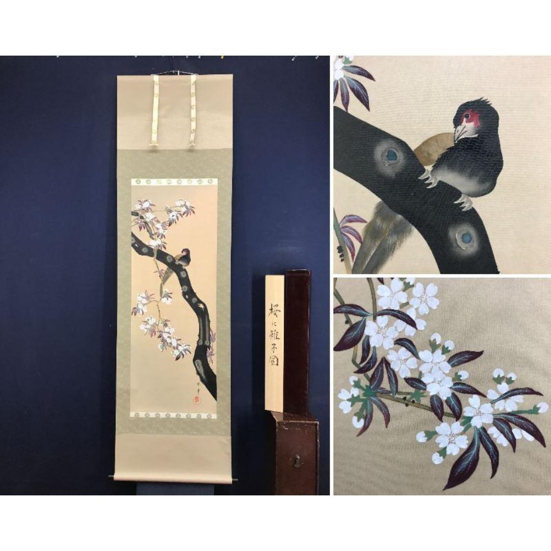 模写/酒井抱一/桜に雉図/花鳥図/春の掛軸/掛軸☆宝船☆AK-628