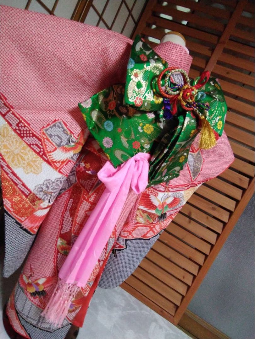 7歳向け・絞り柄・化繊のお着物セット