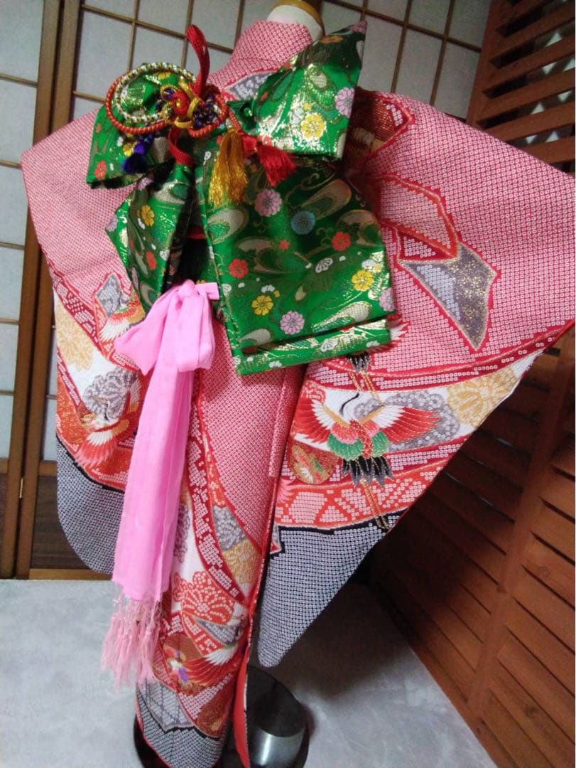 7歳向け・絞り柄・化繊のお着物セット