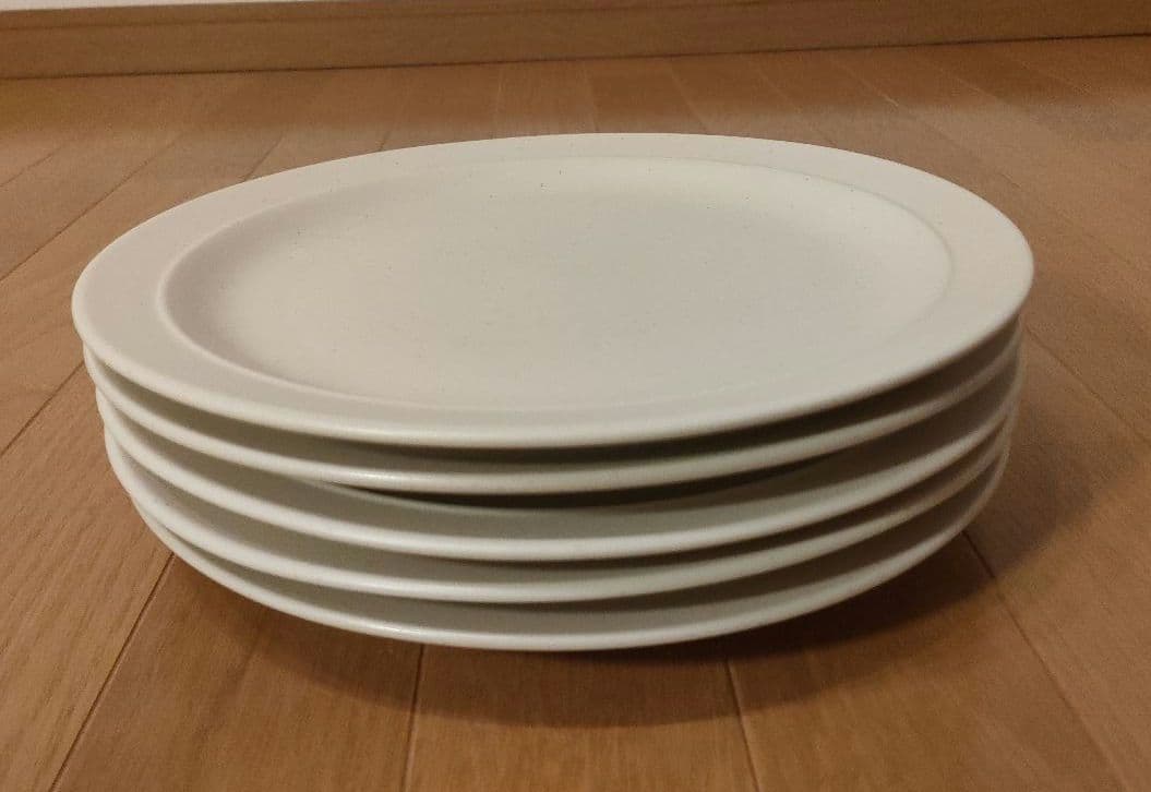 陶器 大皿 5枚セット 約27cm 平皿 白粉引（黒い斑点） ⑫