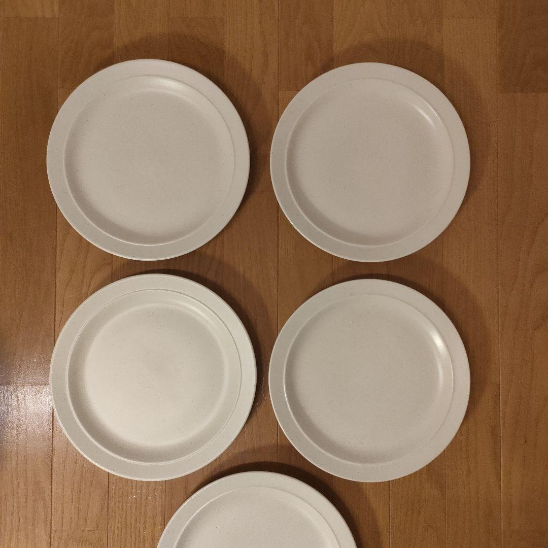 陶器 大皿 5枚セット 約27cm 平皿 白粉引（黒い斑点） ⑫