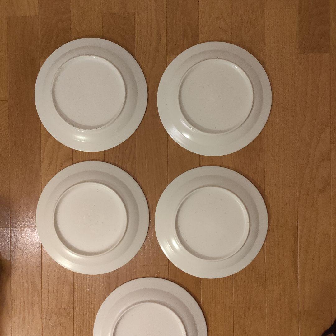 陶器 大皿 5枚セット 約27cm 平皿 白粉引（黒い斑点） ⑫