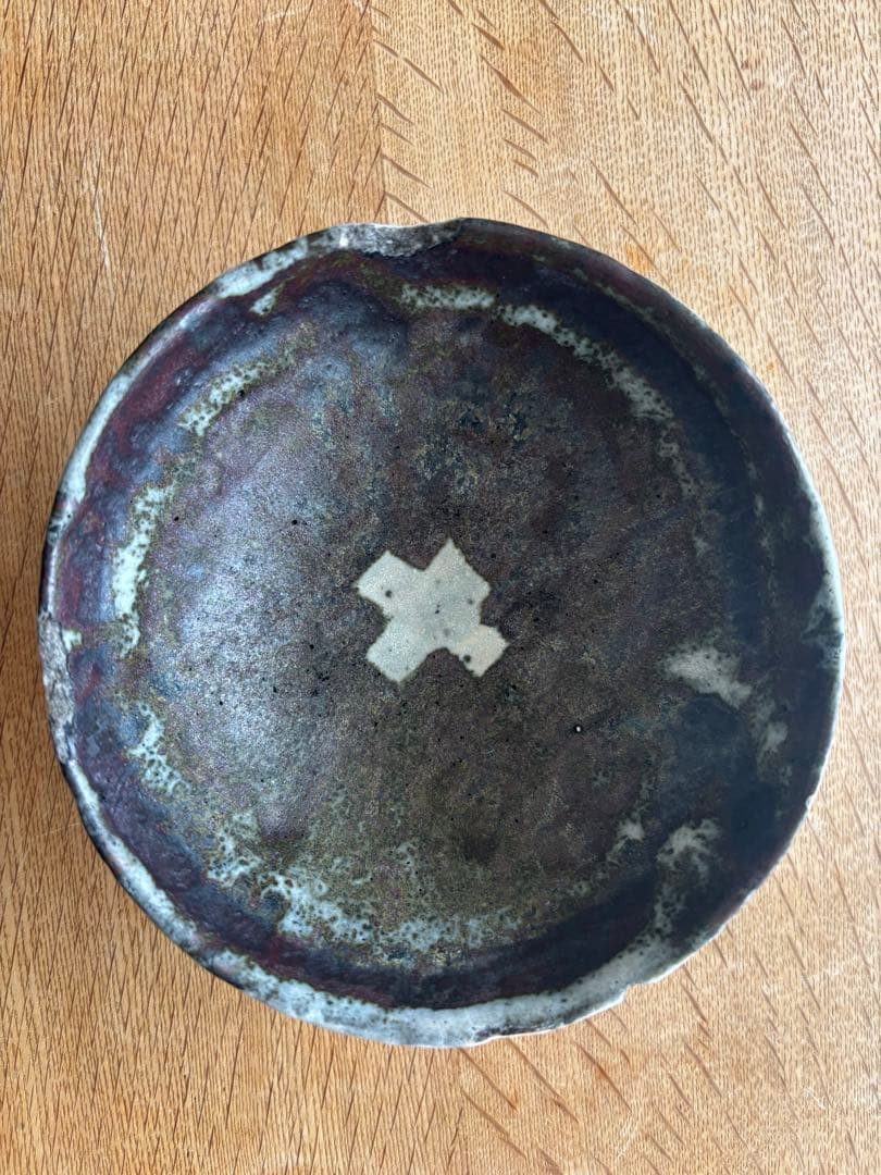 小野哲平　クロス　茶碗　13.5センチ カケあり