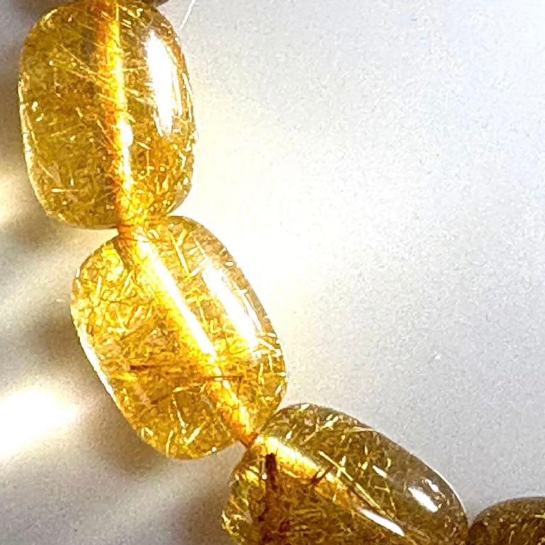 ★金運財運蓄財運★ ゴールデンルチルクォーツ　ブレスレット　樽型