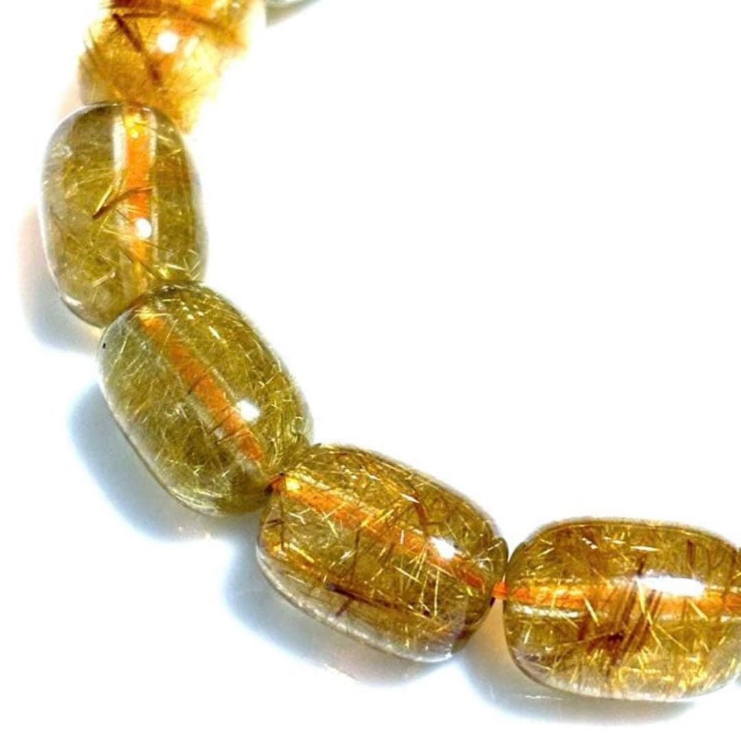 ★金運財運蓄財運★ ゴールデンルチルクォーツ　ブレスレット　樽型