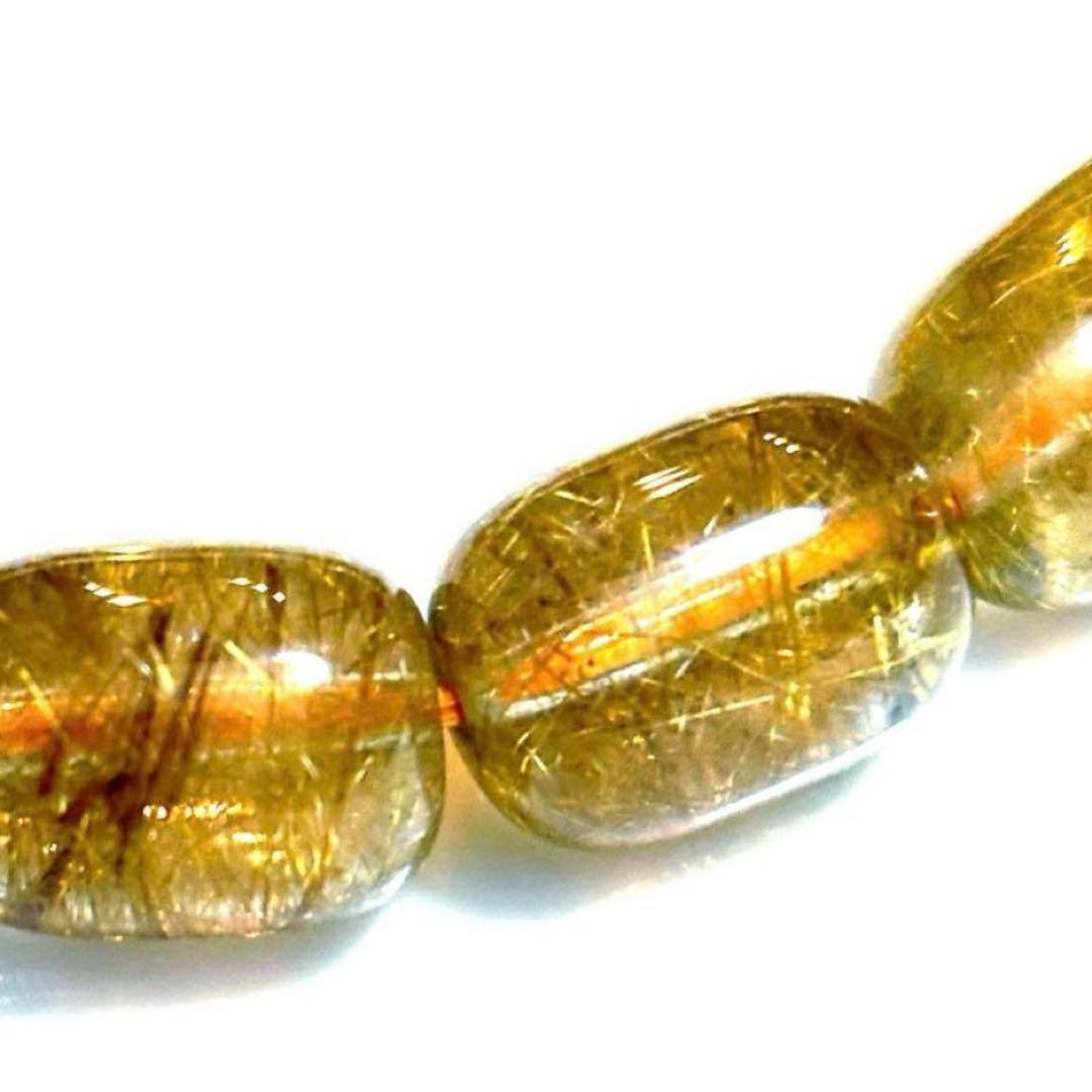 ★金運財運蓄財運★ ゴールデンルチルクォーツ　ブレスレット　樽型