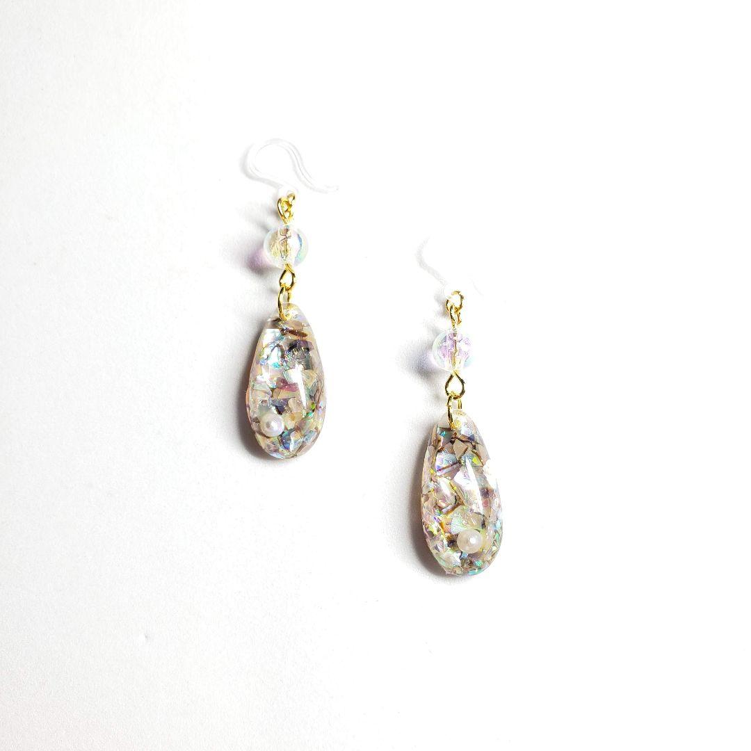 No.1467-G　シェルとホログラム☆ピアス・イヤリング