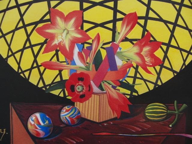 山内滋夫、【アマリリス】、希少な画集画、新品高級額 額装付、状態良好