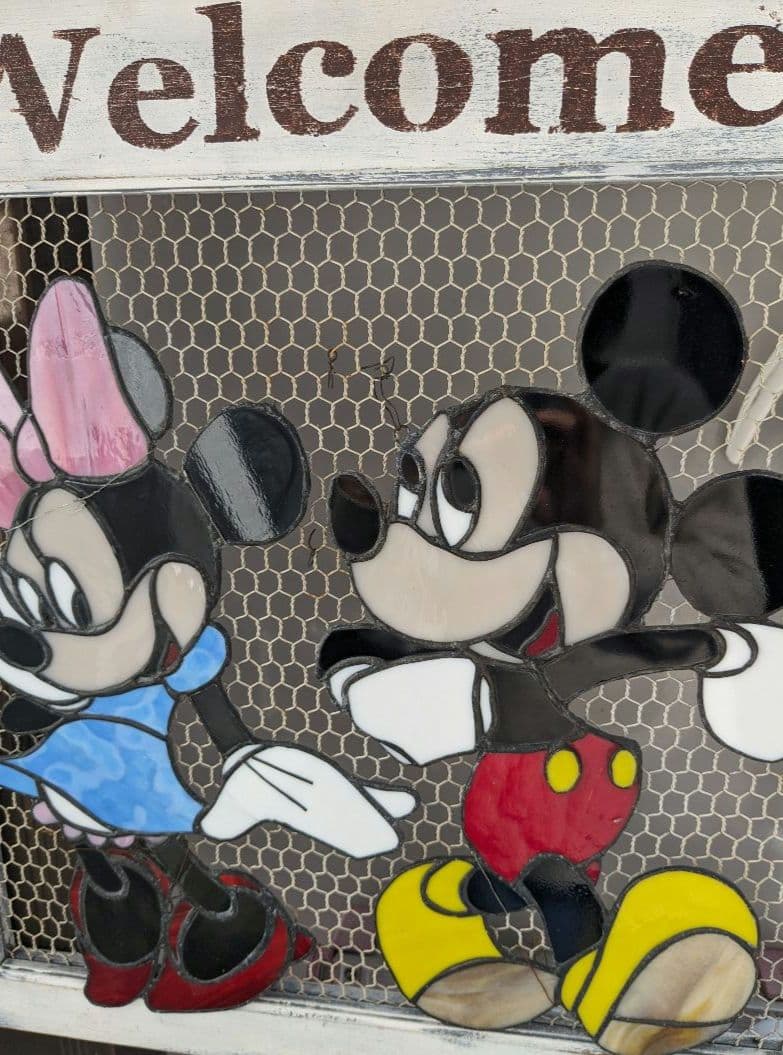 ディズニー ミッキーマウス＆ミニーマウス ステンドグラスウェルカムボード