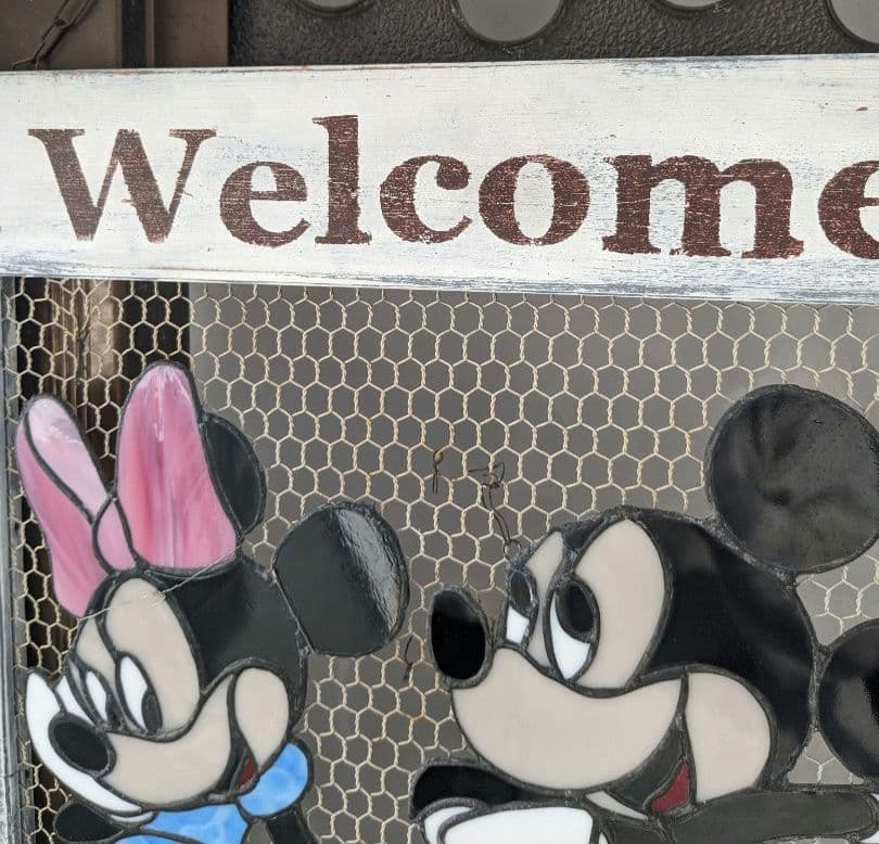 ディズニー ミッキーマウス＆ミニーマウス ステンドグラスウェルカムボード