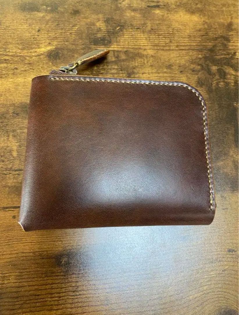 コンパクトL字ファスナーウォレット(ブラウン)