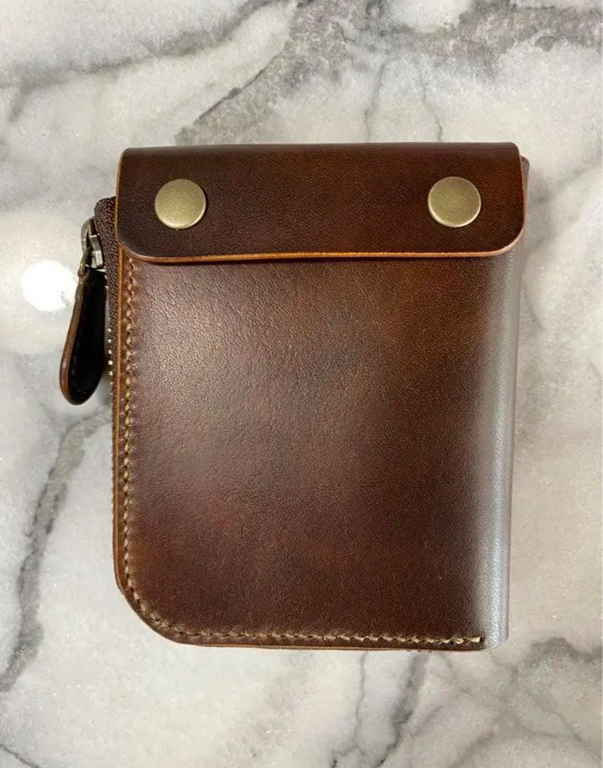 コンパクトL字ファスナーウォレット(ブラウン)