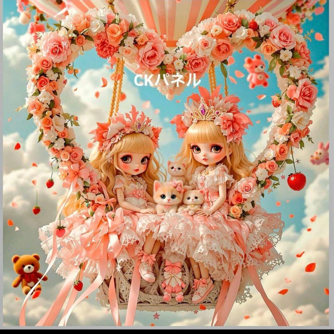 激レア女の子とねこパネル生地　ハンドメイド