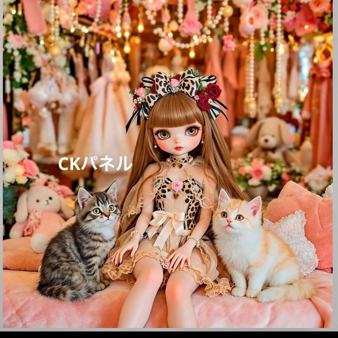 激レア女の子とねこパネル生地　ハンドメイド
