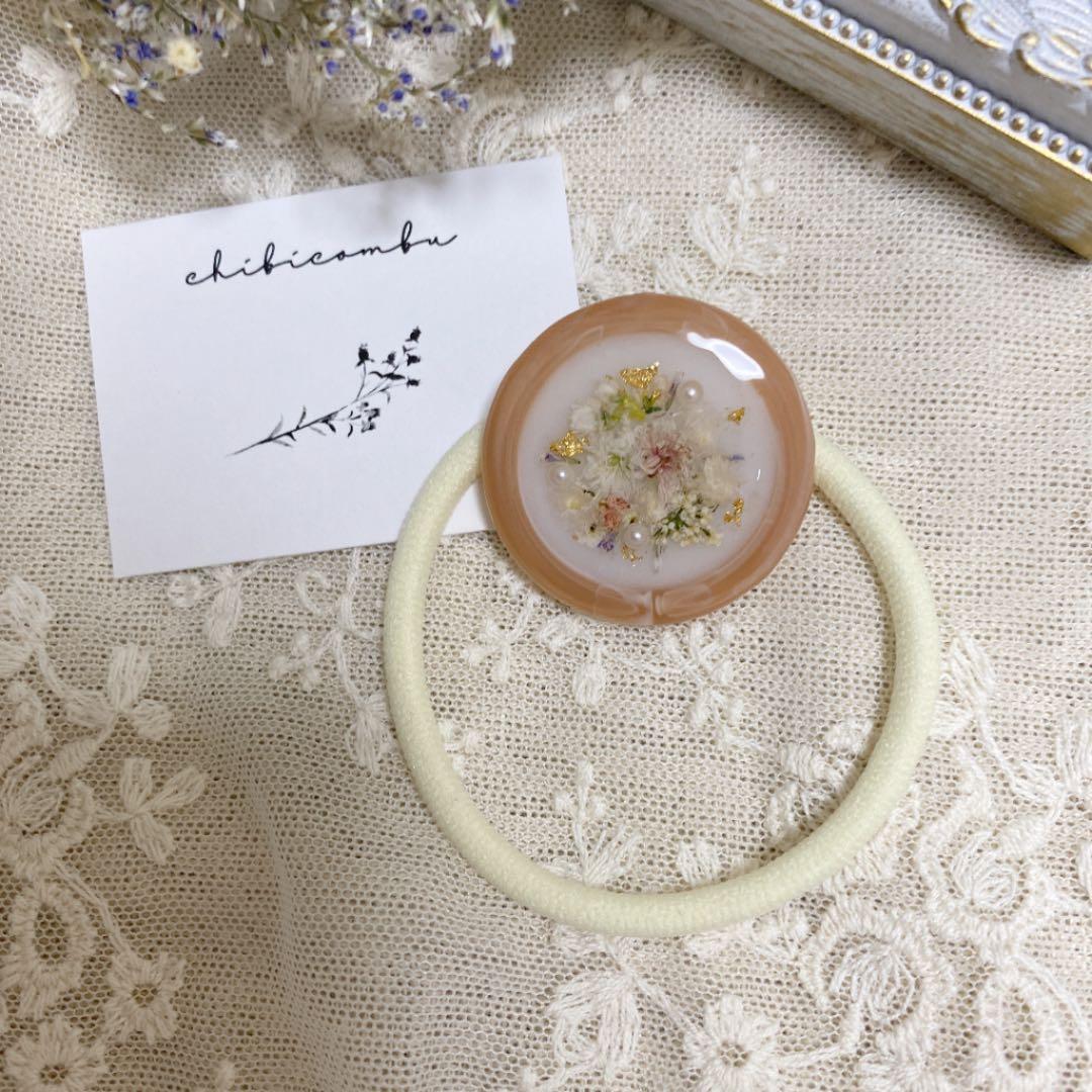 ハンドメイド　レジン　お花　ヘアゴム　ポニーフック　ブローチ　no.160