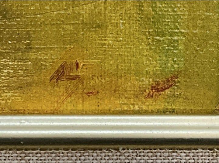 サインあり・綾乃油彩『花』F4号額付