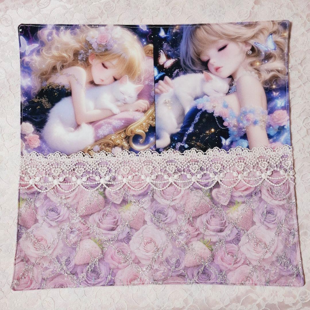 じゅんじゅん様♥️オーダー品♥️レースマルチカバー　猫　猫と女の子