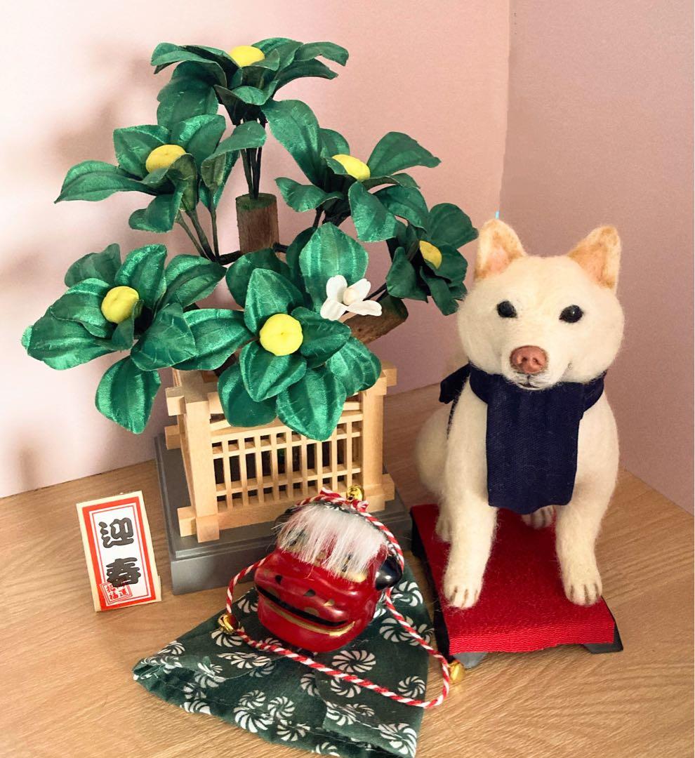 羊毛フェルト　獅子舞犬　柴犬　ハンドメイド