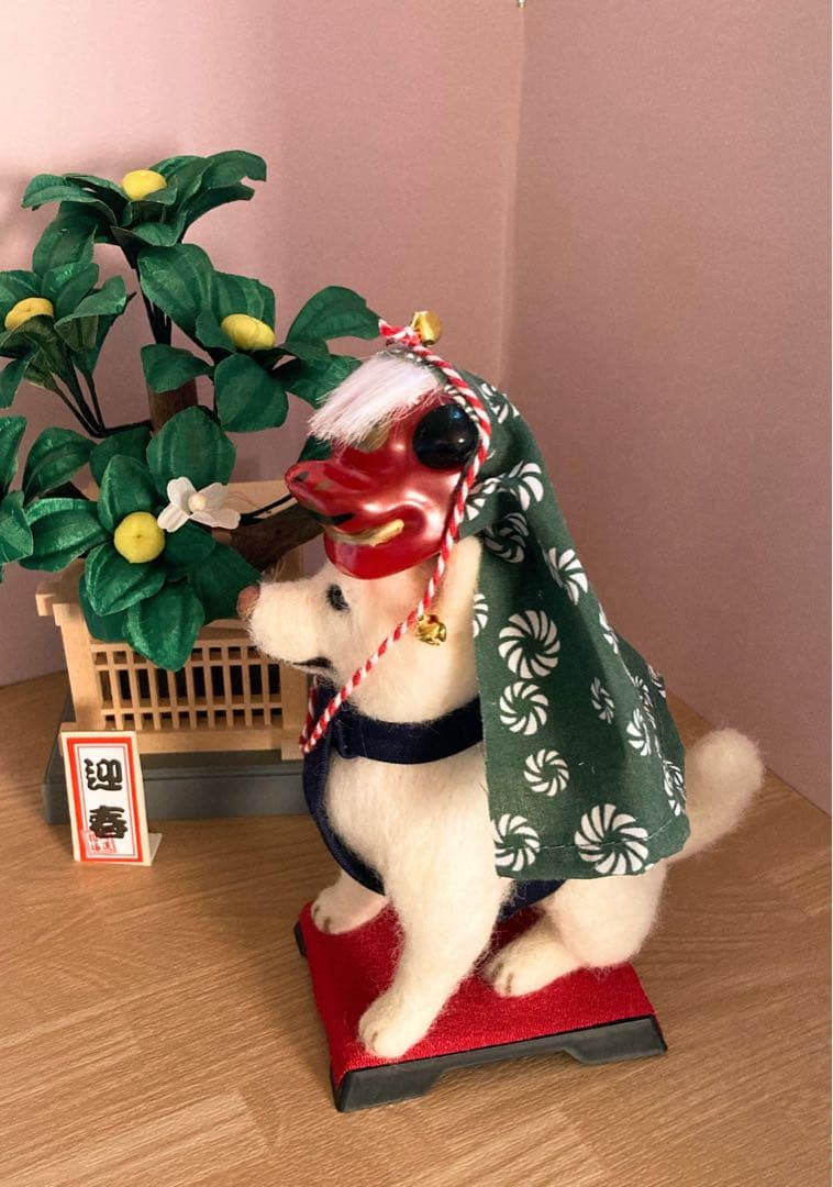 羊毛フェルト　獅子舞犬　柴犬　ハンドメイド