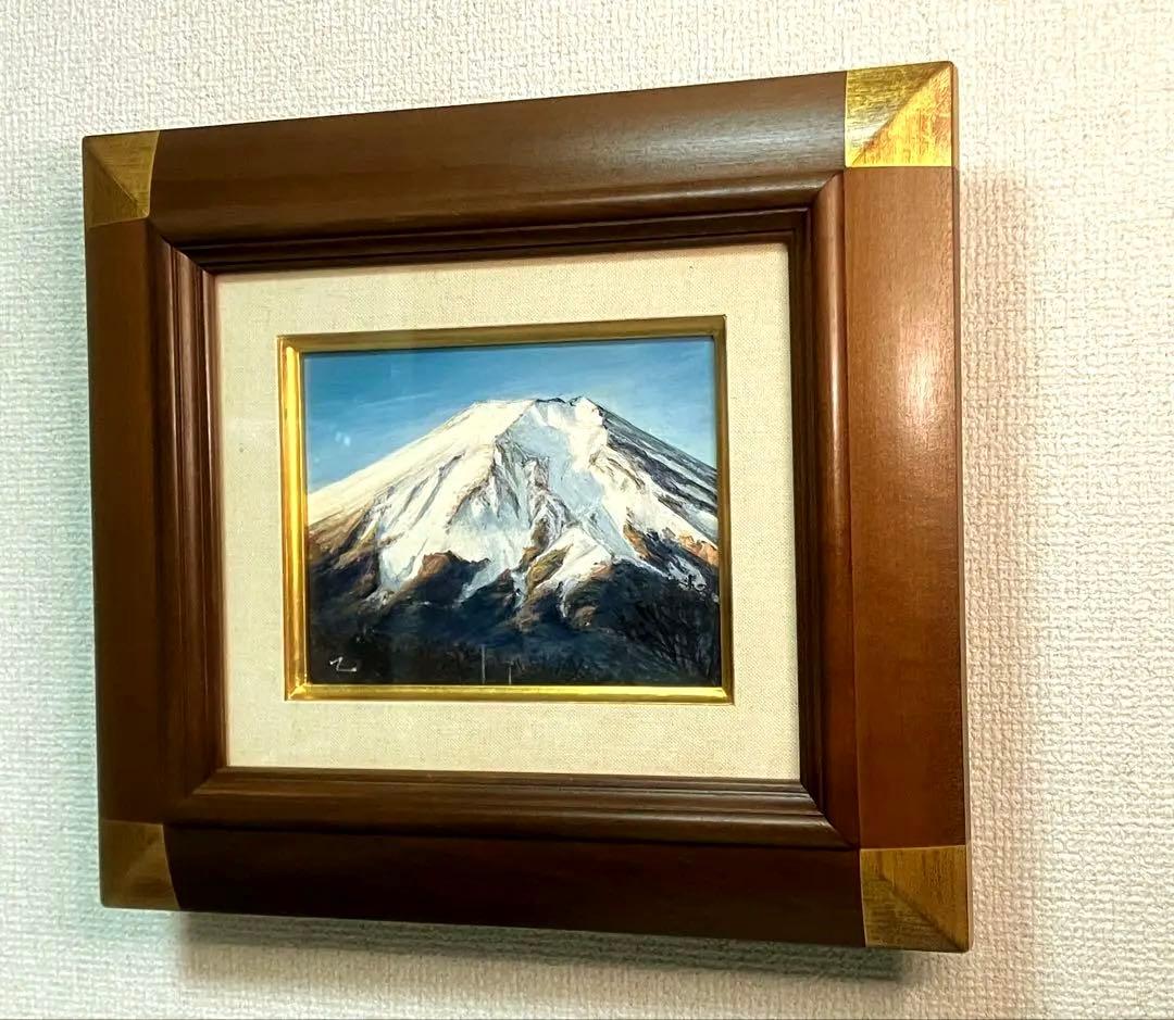 乙黒久「富士黎明」 0号 油彩 油絵 絵画 風景画 富士山 木製額縁1997年作