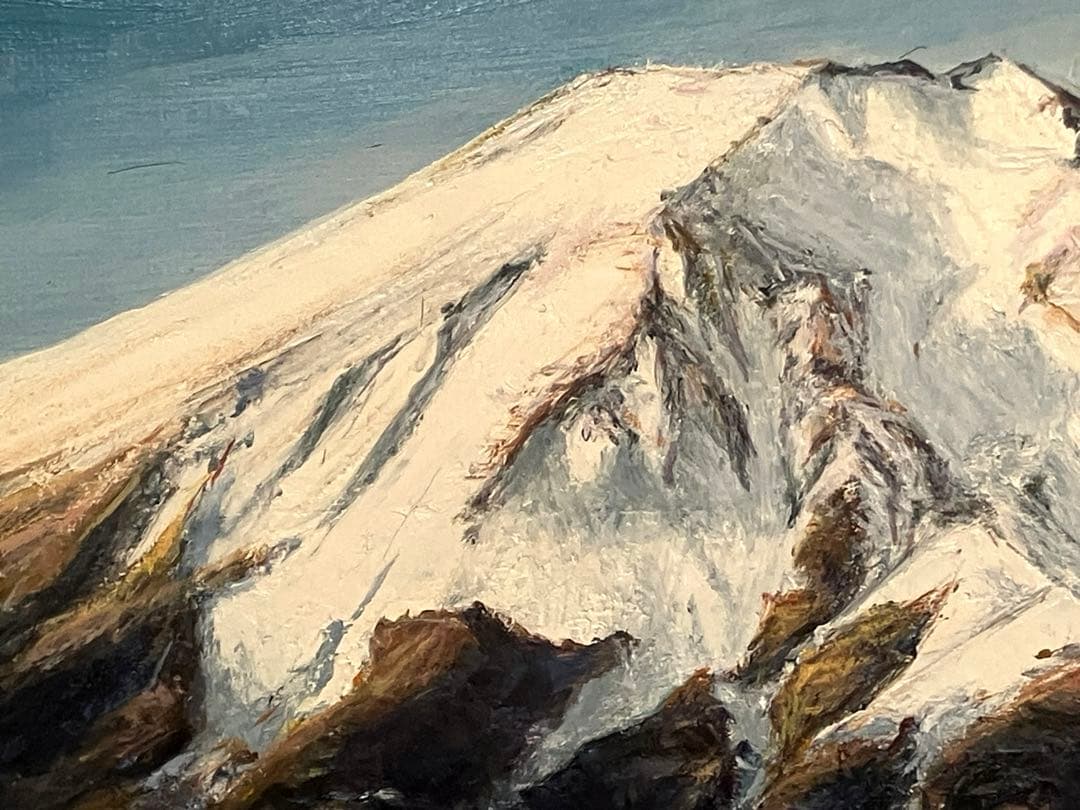 乙黒久「富士黎明」 0号 油彩 油絵 絵画 風景画 富士山 木製額縁1997年作