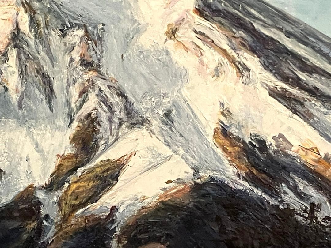 乙黒久「富士黎明」 0号 油彩 油絵 絵画 風景画 富士山 木製額縁1997年作