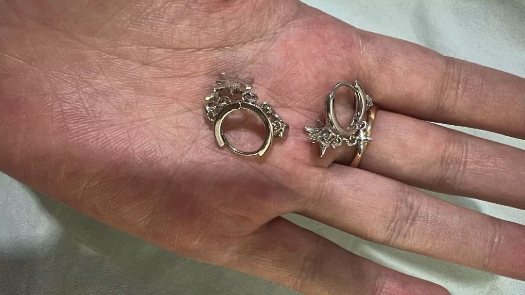 シルバー925 星型クリスタルピアス