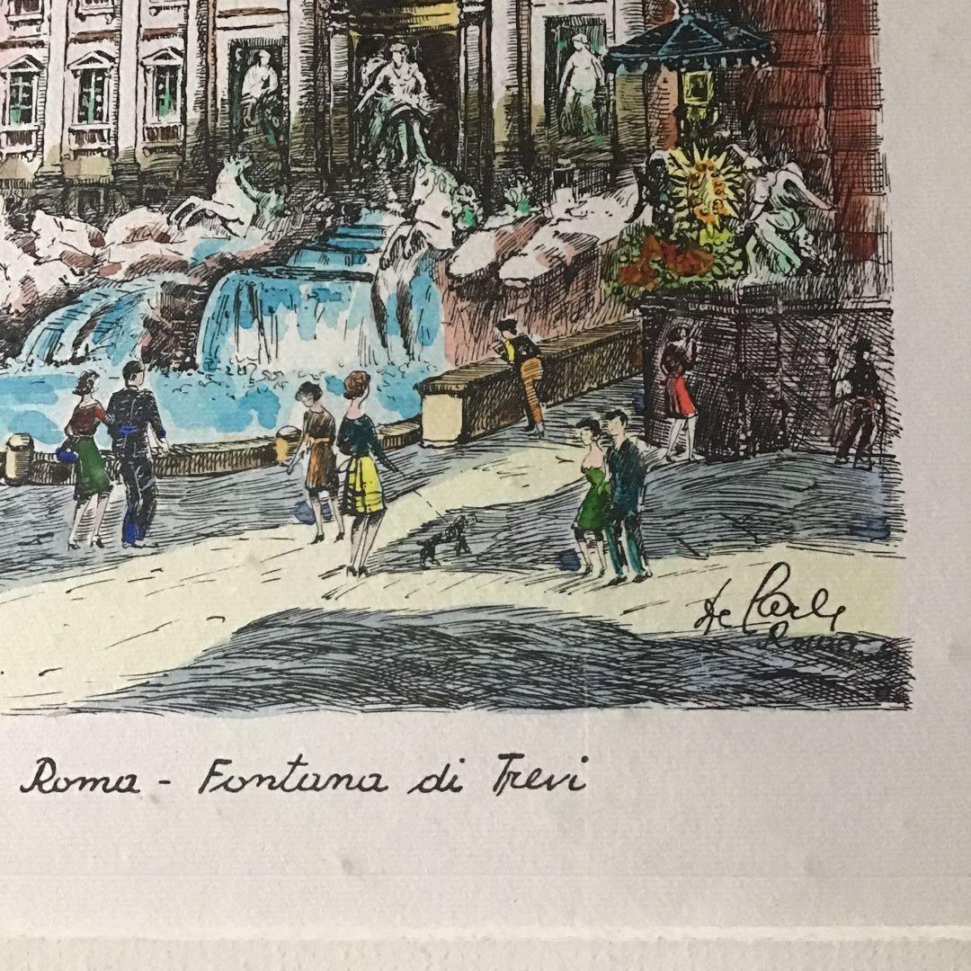 ローマ風景　トレビの泉　銅版画