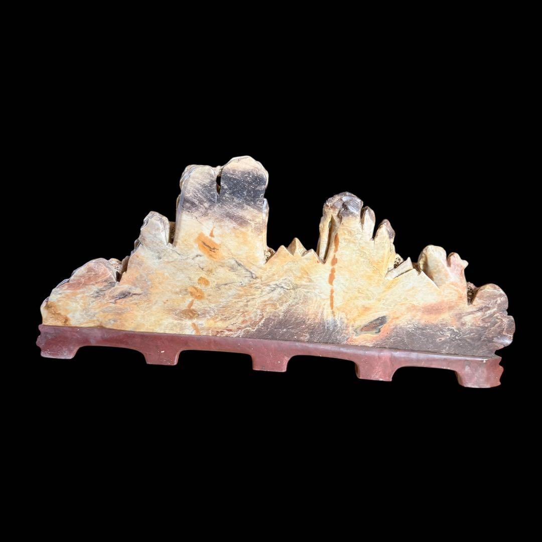 【レア品】特大山水風景石　寿山石　風景彫刻　骨董　ヴィンテージ　中国